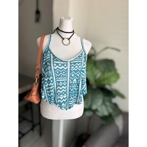 Timing Aztec Print Crop Tank Top Size S